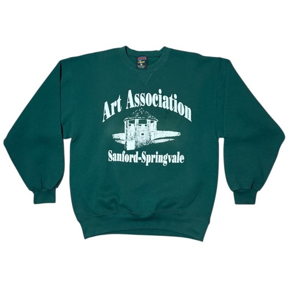 Vintage 90s Art Association Sanford Springvale USA Architecture Graphic Sweater